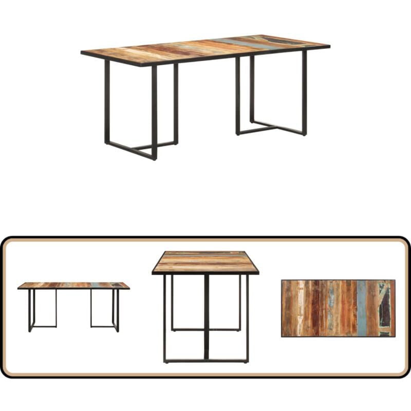 Vidaxl - Esstisch 180 cm Altholz Massiv - Industrieller Esstisch - Esstisch Aus Holz - Altholz Tisch - Recyceltes Holz - Massiver Esstisch