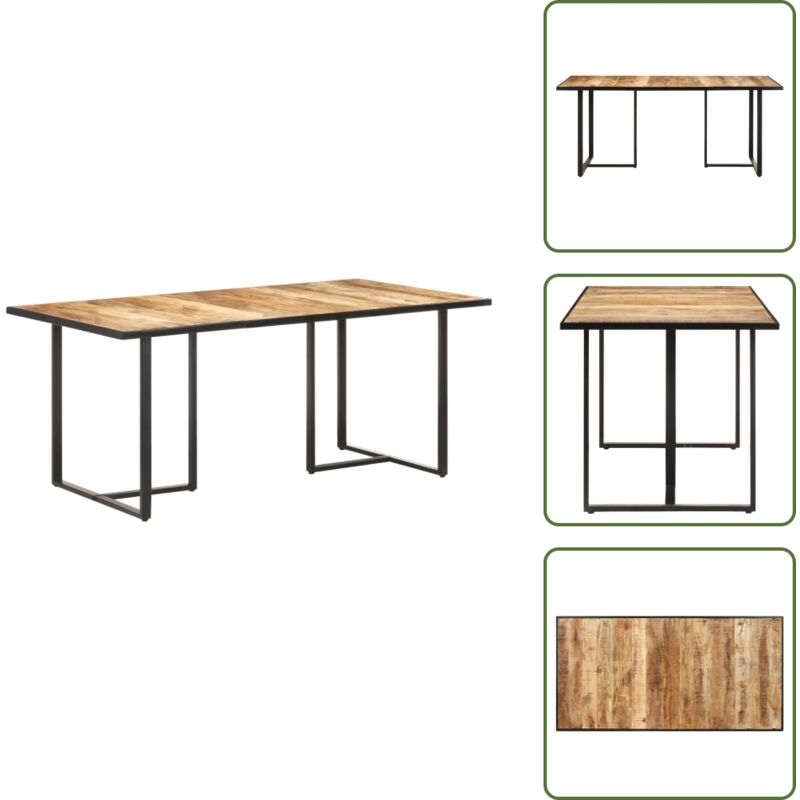 Esstisch 180 cm Raues Mangoholz - Industrieller Esstisch - Esstisch Holz - Mangoholz Tisch - Wohnzimmer Möbel - Esszimmer Dekoration
