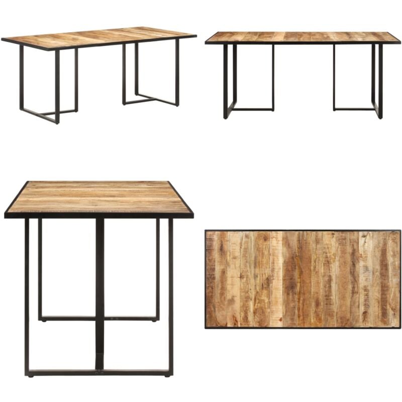 Esstisch 180 cm Raues Mangoholz - Industrieller Esstisch - Esstisch Holz - Mangoholz Tisch - Wohnzimmer Möbel - Esszimmer Dekoration - Home & Living