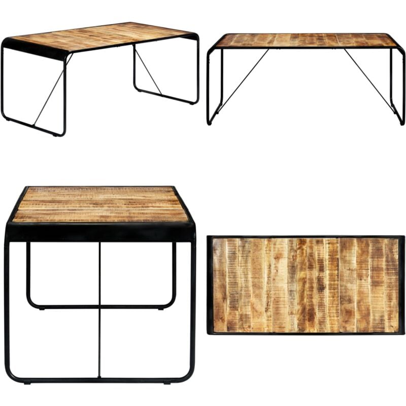 Vidaxl - Esstisch 180x90x76 cm Raues Mangoholz - Industrieller Esstisch - Esstisch Massiv Holz - Mangoholz Esstisch - Holztisch - Wohnzimmer
