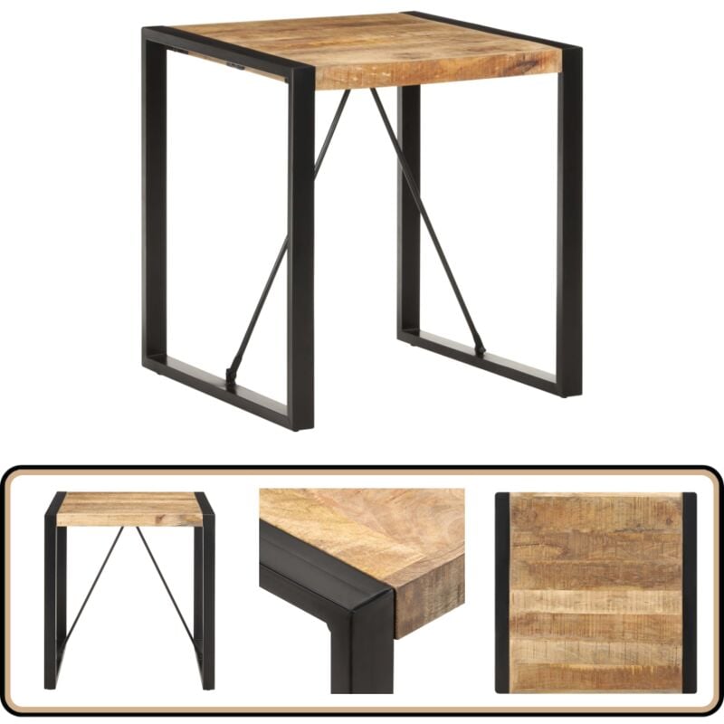 Esstisch 70x70x75 cm Raues Mango-Massivholz - Holz Tisch - Esstisch - Industriel Stil - Mangoholz - Stahlgestell
