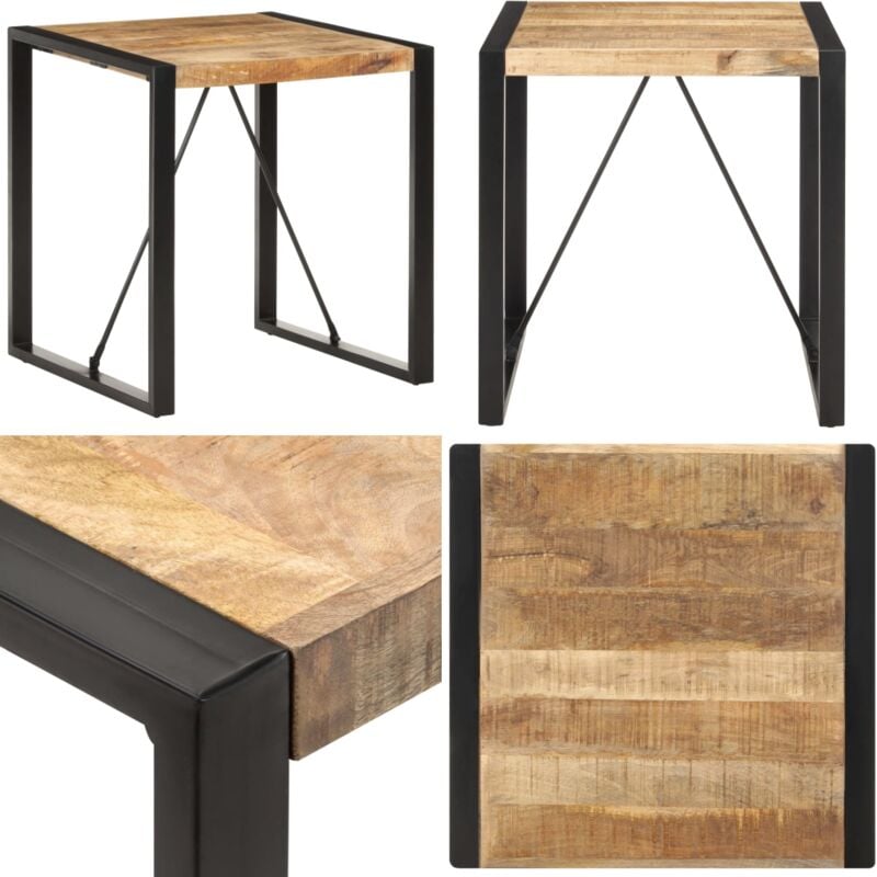 Esstisch 70x70x75 cm Raues Mango-Massivholz - Holz Tisch - Esstisch - Industriel Stil - Mangoholz - Stahlgestell - Home & Living