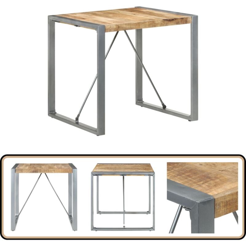 Esstisch 80x80x75 cm Raues Mangoholz - Industrieller Esstisch - Esstisch Holz - Mangoholz Esstisch - Holztisch - Wohnzimmertisch