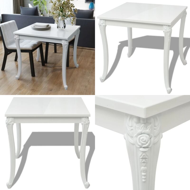 Vidaxl - Esstisch 80x80x76 cm Hochglanz-Weiß - Hochglanzessttisch - Esstisch Weiß - Quadratischer Esstisch - Eßtisch Modern - Wohnzimmer Dekoration