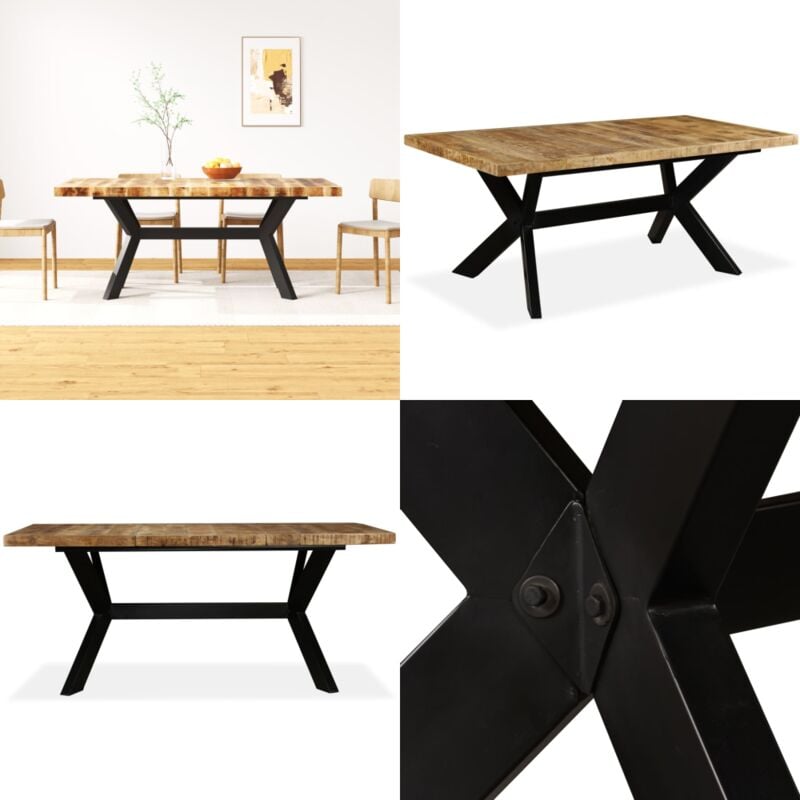 Vidaxl - Esstisch Massivholz Mango und Stahlgestell 180 cm - Industrieller Esstisch - Esstisch Holz - Mangoholz Esstisch - Tisch Mit Stahlgestell