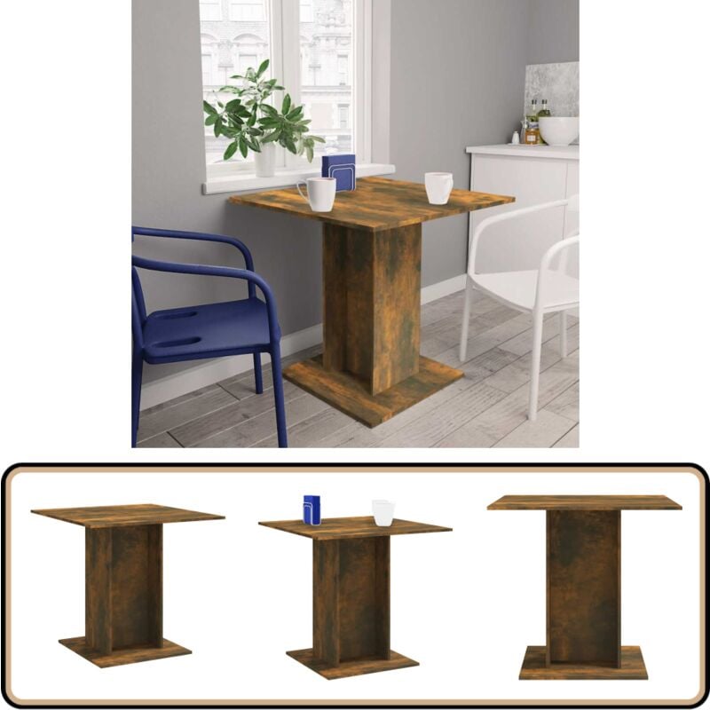 Esstisch Räuchereiche 80x80x75 cm Holzwerkstoff - Esstisch - Holztisch - Küchentisch - Wohnzimmertisch - Rechteckiger Tisch