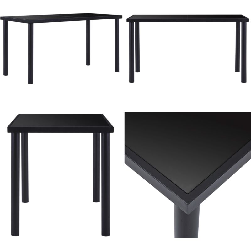 Esstisch Schwarz 140 x 70 x 75 cm Hartglas - Esstisch - Schwarzer Esstisch - Glastisch - Metalltisch - Moderner Esstisch - Home & Living