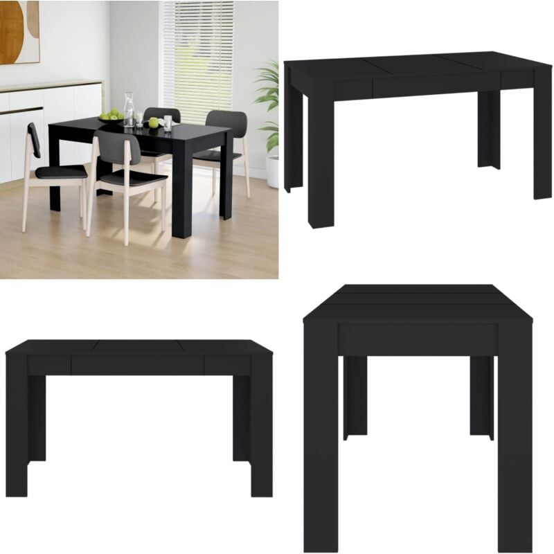 Esstisch Schwarz 140x74,5x76 cm Holzwerkstoff - Esstisch - Holztisch - Schwarzer Esstisch - Küchentisch - Wohnzimmertisch - Home & Living