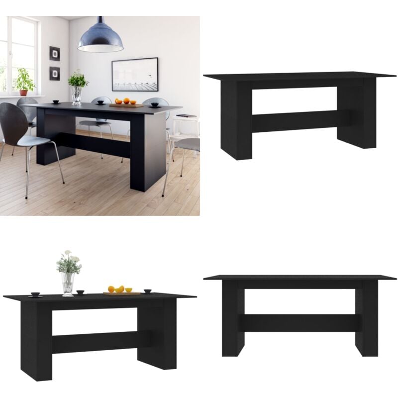 Esstisch Schwarz 180x90x76 cm Holzwerkstoff - Esstisch - Holztisch - Schwarzer Esstisch - Wohnzimmertisch - Esszimmertisch - Home & Living