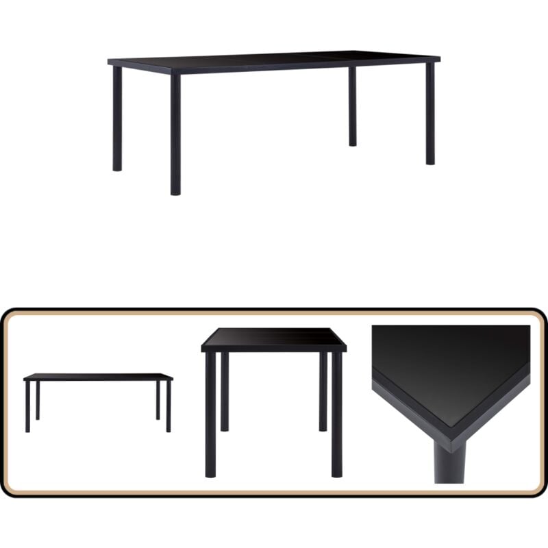 Esstisch Schwarz 200 x 100 x 75 cm Hartglas - Esstisch - Schwarzer Esstisch - Glas Esstisch - Metall Esstisch - Moderner Esstisch