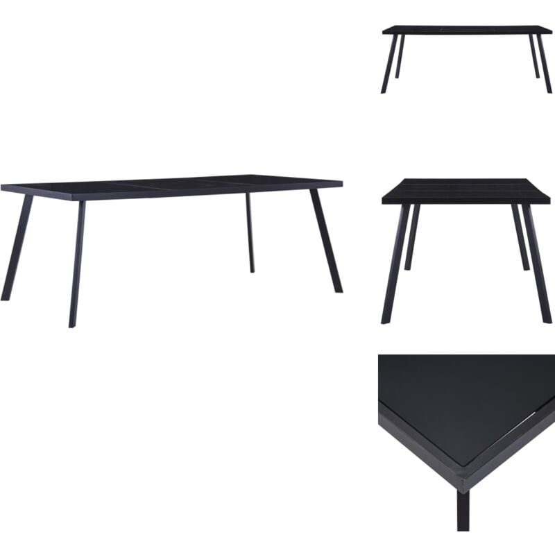 Esstisch Schwarz 200 x 100 x 75 cm Hartglas - Esstisch - Schwarzer Esstisch - Glas Esstisch - Stahl Esstisch - Moderner Esstisch