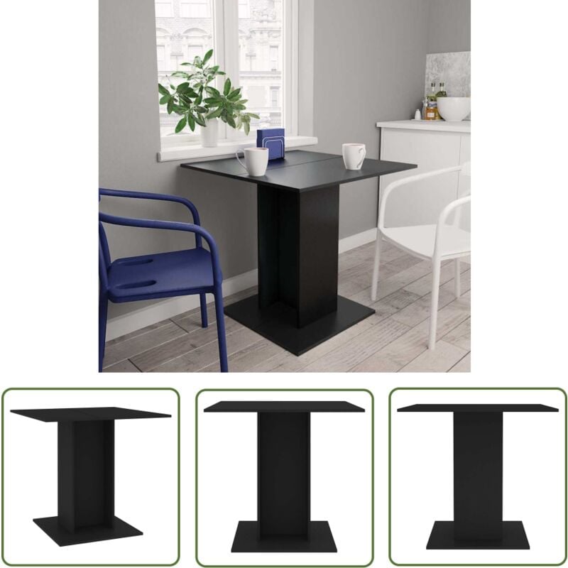 Longziming - The Living Store Esstisch Schwarz 80x80x75 cm Holzwerkstoff - Esstisch - Holztisch - Wohnzimmertisch - Schwarz - Rechteckiger Tisch