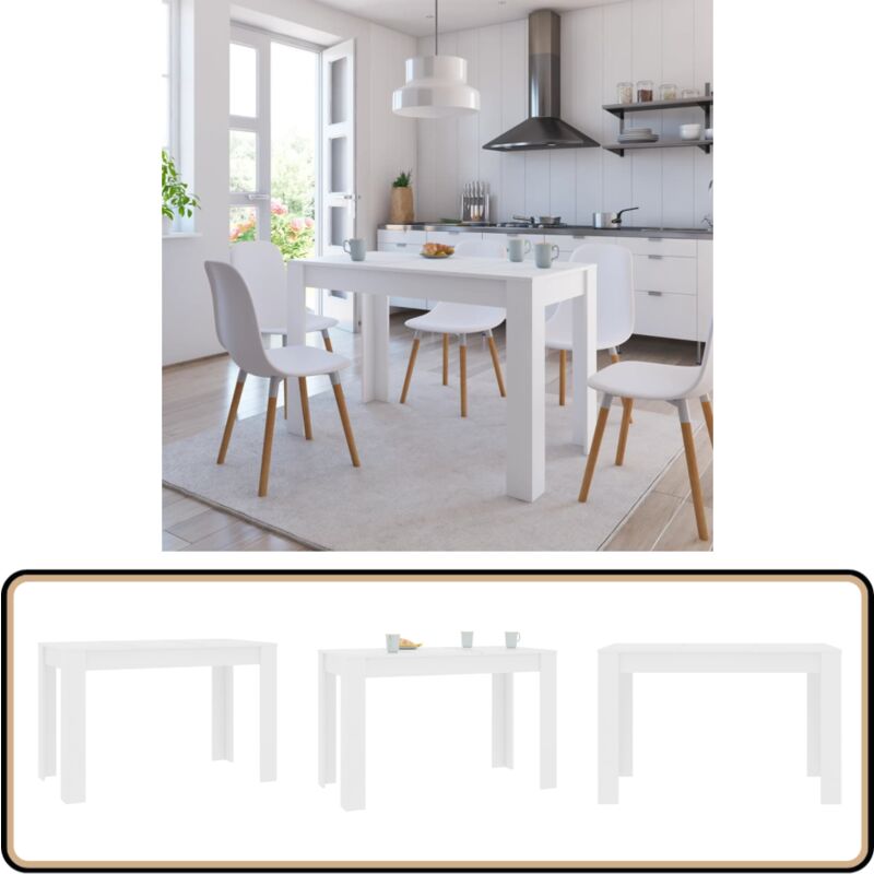 Esstisch Weiß 120x60x76 cm Holzwerkstoff - Esstisch - Weißer Esstisch - Holzwerkstoff Tisch - Küchentisch - Wohnzimmertisch