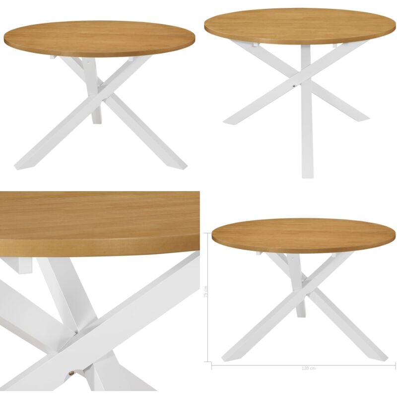Vidaxl - Esstisch Weiß 120x75 cm mdf - Runder Esstisch - Esstisch Weiß - Esstisch Braun - Holztisch - Gummiholzmöbel - Home & Living