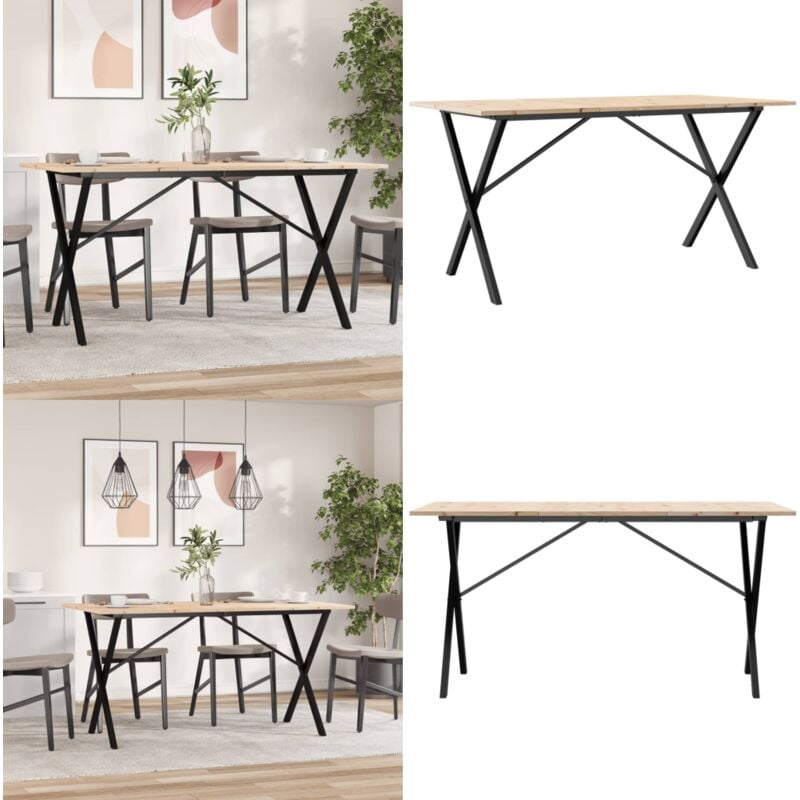 Vidaxl - Esstisch X-Gestell 140x80x75 cm Massivholz Kiefer und Gusseisen - Esstisch - Holztisch - Kiefernholztisch - Küchentisch - Esszimmertisch
