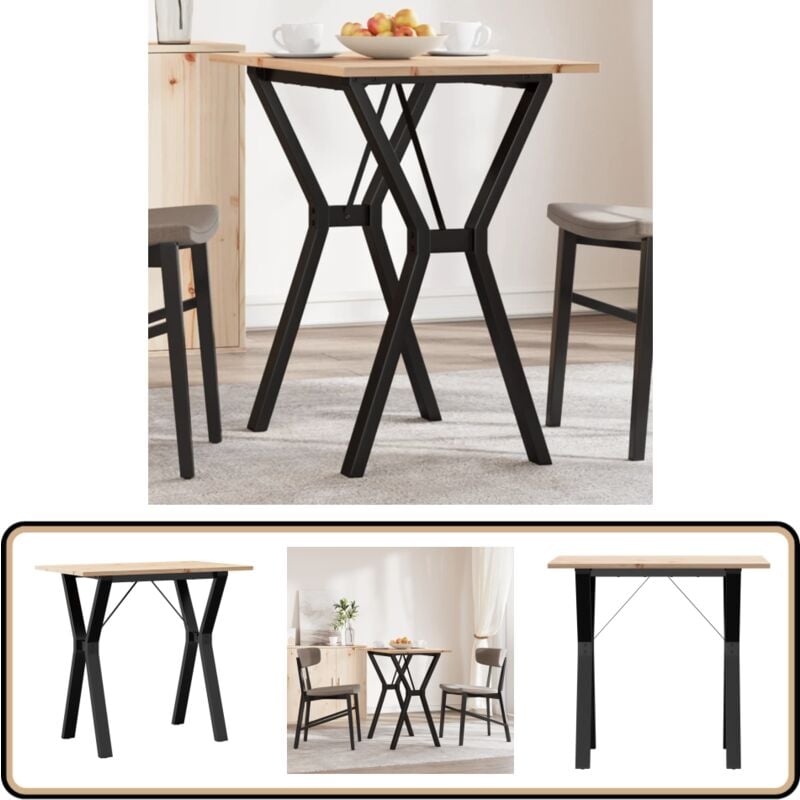 Esstisch Y-Gestell 80x50x75 cm Massivholz Kiefer und Gusseisen - Esstisch - Holztisch - Kiefernholztisch - Küchentisch - Esszimmertisch