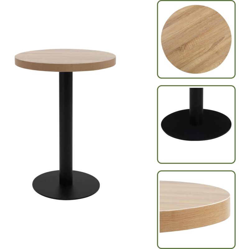 Bistrotisch Hellbraun 60 cm mdf - Esstisch - Bistrotisch - Kleiner Tisch - Runder Tisch - Hellbrauner Tisch