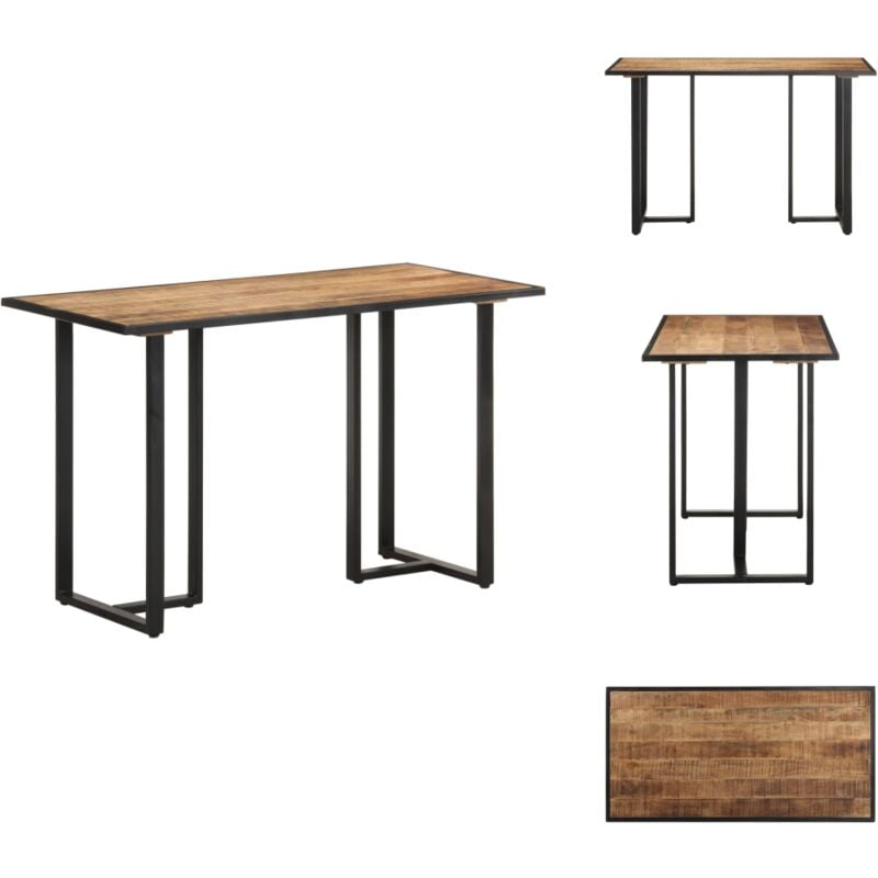 Esstisch 120 cm Raues Mangoholz - Industrieller Esstisch - Esstisch Holz - Mangoholz Tisch - Wohnzimmer Möbel - Esszimmertisch