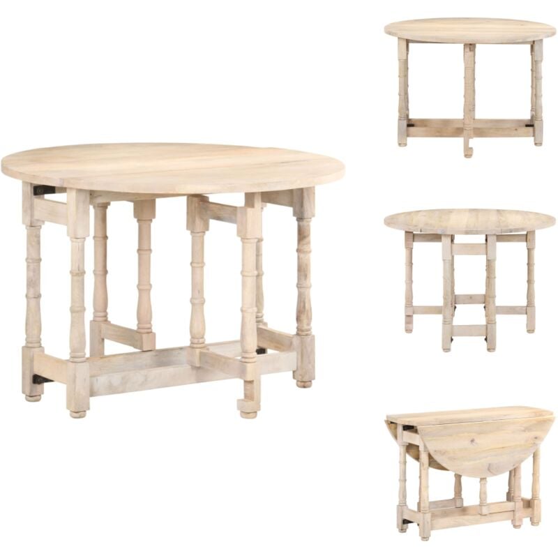 Vidaxl - Esstisch Rund 110x76 cm Mango Massivholz - Holz Esstisch - Esstisch Rund - Mango Holzt Tisch - Wohnzimmertisch - Küchentisch