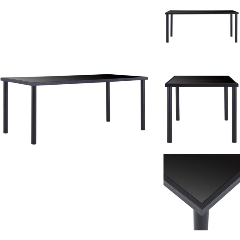 Esstisch Schwarz 180 x 90 x 75 cm Hartglas - Esstisch - Schwarzer Esstisch - Glas Esstisch - Metall Esstisch - Moderner Esstisch