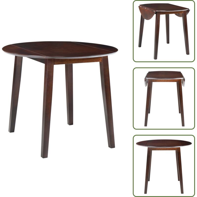 Esstisch Klappbar Rund mdf Braun - Klapptisch - Esstisch - Runder Tisch - Holztisch - Wohnzimmertisch