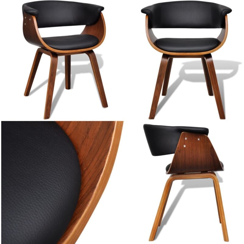 Vidaxl - Esszimmerstuhl Bugholz und Kunstleder - Esszimmerstuhl - Küchenstuhl - Stuhll Leder - Buchtholz Stuhl - Schwarzer Stuhl - Home & Living