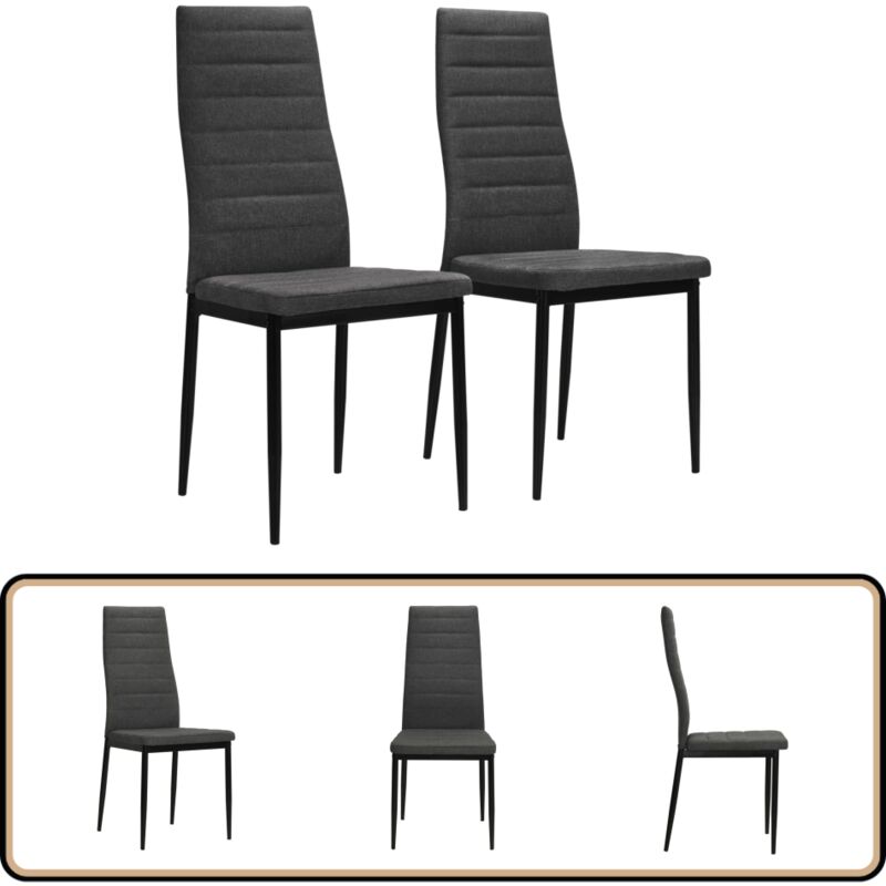 Esszimmerstühle 2 Stk. Dunkelgrau Stoff - Esszimmerstühle - Stuhlset - Stühle Grau - Moderne Stühle - Bequeme Stühle