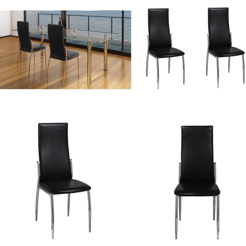 Vidaxl - Esszimmerstühle 2 Stk. Schwarz Kunstleder - Esszimmerstühle - Küchenstühle - Stühle Schwarz - Kunstledersessel - Moderne Stühle - Home &