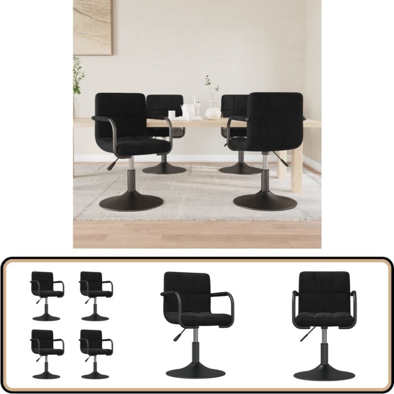Esszimmerstühle 4 Stk. Drehbar Schwarz Samt - Esszimmerstühle - Drehbare Stühle - Samtstühle - Schwarze Stühle - Hochwertige Stühle