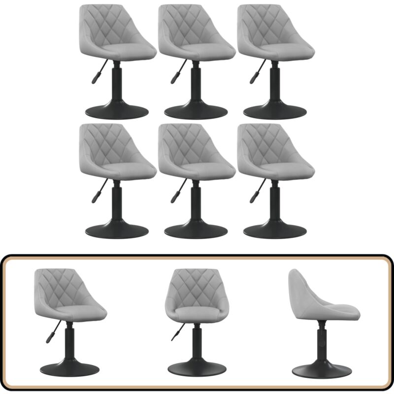 Esszimmerstühle 6 Stk. Drehbar Hellgrau Samt - Esszimmerstühle - Drehbare Stühle - Samtstühle - Moderne Stühle - Höhenverstellbare Stühle