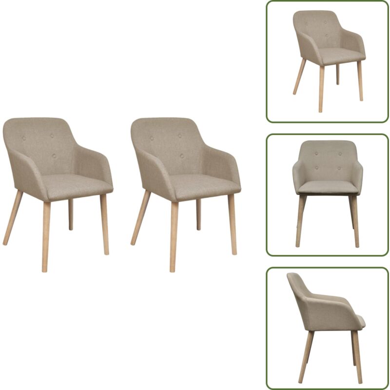 Vidaxl - Esszimmerstühle 2 Stk. Beige Stoff und Massivholz Eiche - Esszimmerstühle - Beige - Holztisch - Stühle Online Kaufen - Gemütliche Stühle