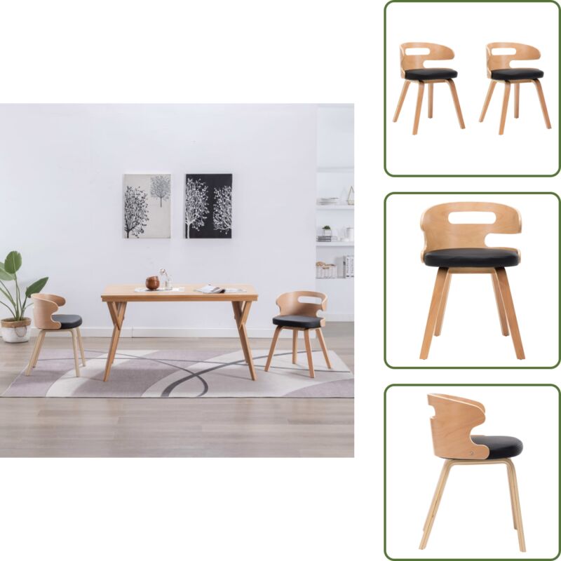 Vidaxl - Esszimmerstühle 2 Stk. Schwarz Bugholz und Kunstleder - Esszimmerstühle - Küchenstühle - Stühle Schwarz - Schwarze Stühle - Bugholzmöbel