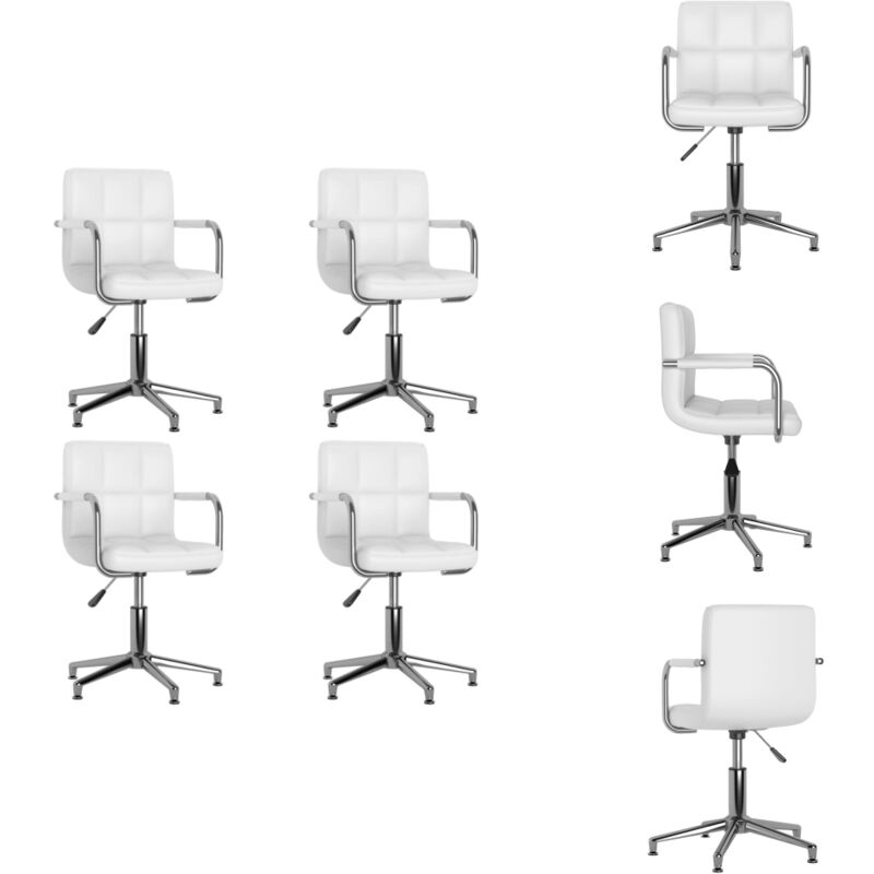 Vidaxl - Esszimmerstühle 4 Stk. Drehbar Weiß Kunstleder - Esszimmerstühle - Drehbare Stühle - Küchenstühle - Weiße Stühle - Kunstledersessel