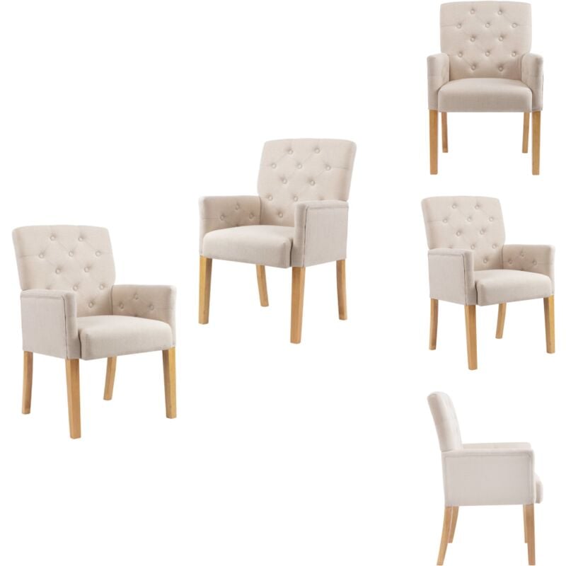 Vidaxl - Esszimmersessel mit Armlehnen 2 Stk. Beige Stoff - Esszimmerstühle - Beige - Stühle Mit Armlehnen - Wohnraum Möbel - Bequeme Stühle