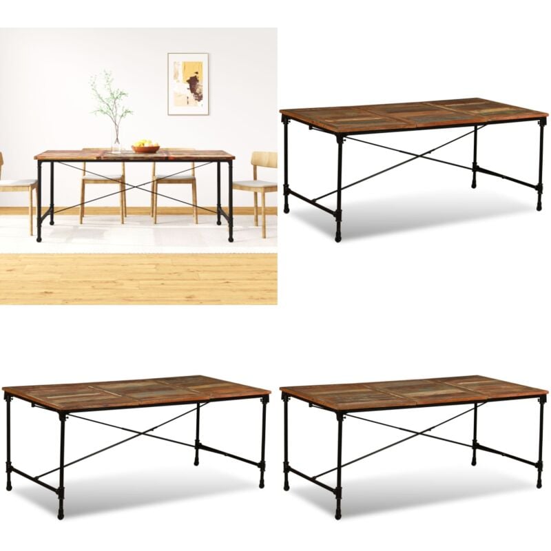 Vidaxl - Esstisch Altholz Massiv 180 cm - Industrieller Esstisch - Holzmöbel - Esstisch Mit Rollen - Retro Esstisch - Vintage Esstisch - Home & Living