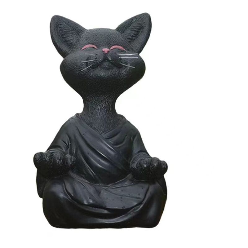 Meditationsstatue, Katzenstatue, Zen-Yoga-Dekoration, Figur, Kunstharz, Meditation, Yoga-Dekoration, Feng-Shui-Ornament, Skulptur, Sammlung,