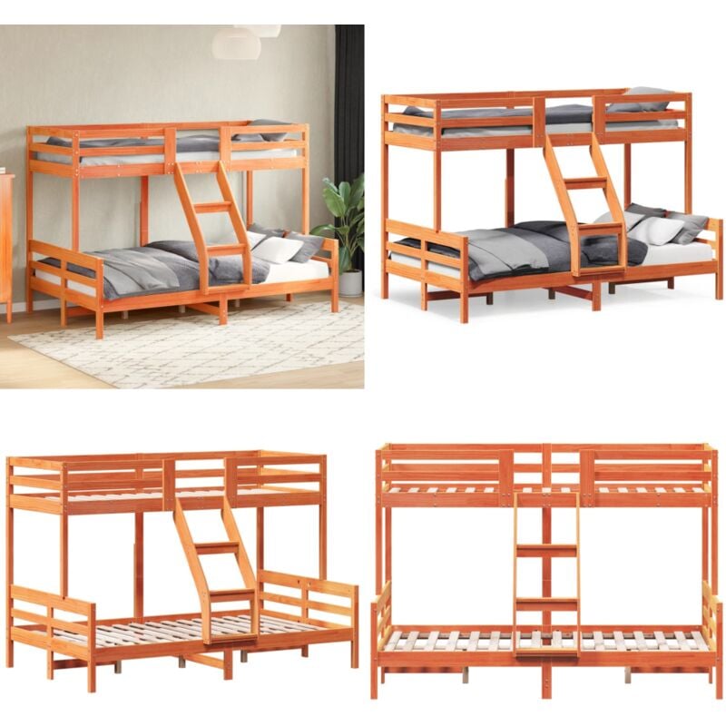 Vidaxl - Etagenbett 80x200/120x200 cm Wachsbraun Massivholz Kiefer - Holzbett - Etagenbett - Jugendzimmer - Doppelbett - Einzelbett - Home & Living