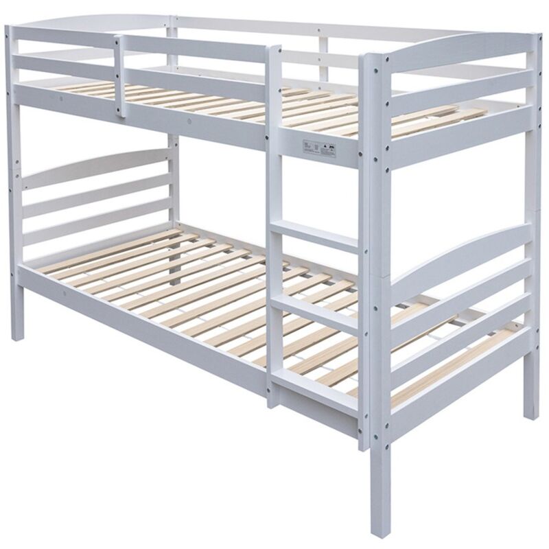 Meublorama - Etagenbett verstellbar 90x200 cm boy – Massivholz – Weiß – Lattenrost inklusive