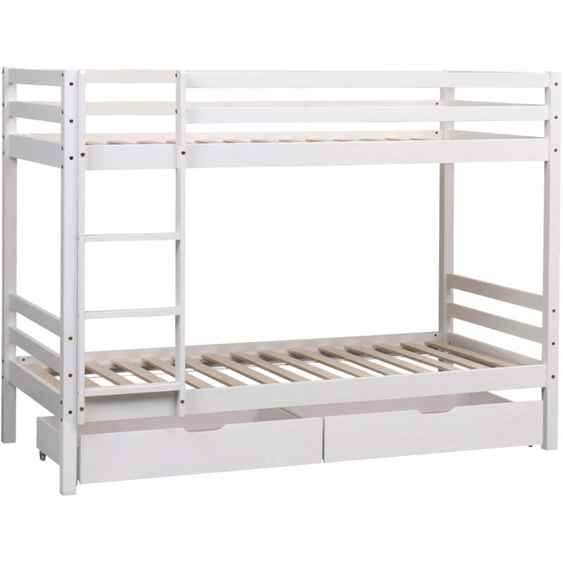 Etagenbett für Kinder 190x90cm weiß mit Schubladen ambre