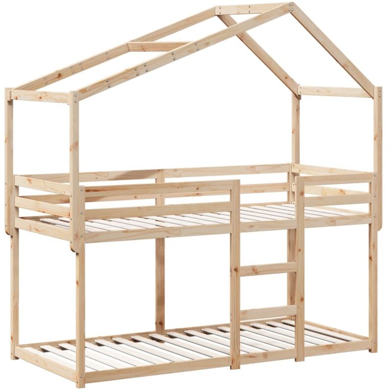 Etagenbett mit Dach 80x200 cm Massivholz Kiefer Vidaxl 823414