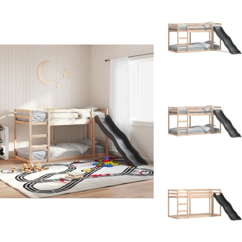 Etagenbett mit Rutsche und Leiter 80x200 cm Massivholz Kiefer - Kinderzimmer Möbel - Etagenbett - Hochbett - Doppelbett - Massivholzmöbel