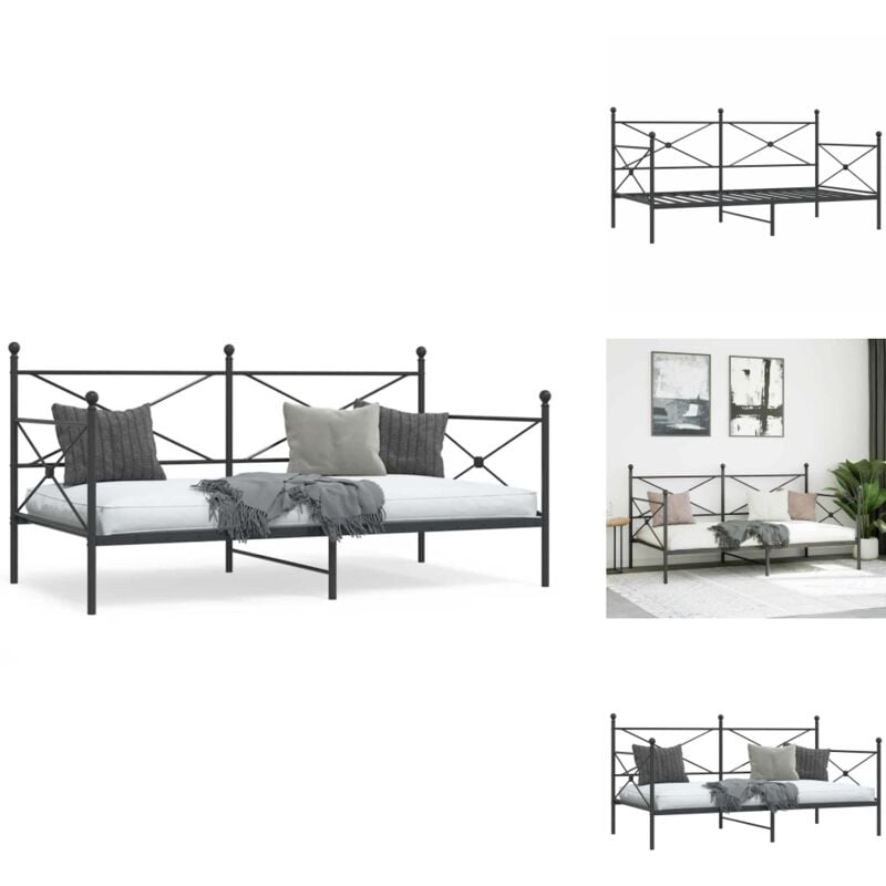 Etagenbett ohne Matratze Schwarz 107x203 cm Stahl - Ausziehbares Tagesbett - Ausziehbare Tagesbetten - Schlafbett - Gästebett