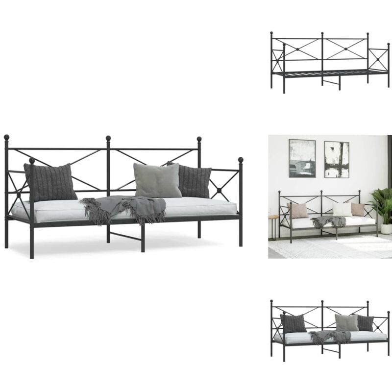 Etagenbett ohne Matratze Schwarz 90x200 cm Stahl - Ausziehbares Tagesbett - Ausziehbare Tagesbetten - Schlafbett - Gästebett