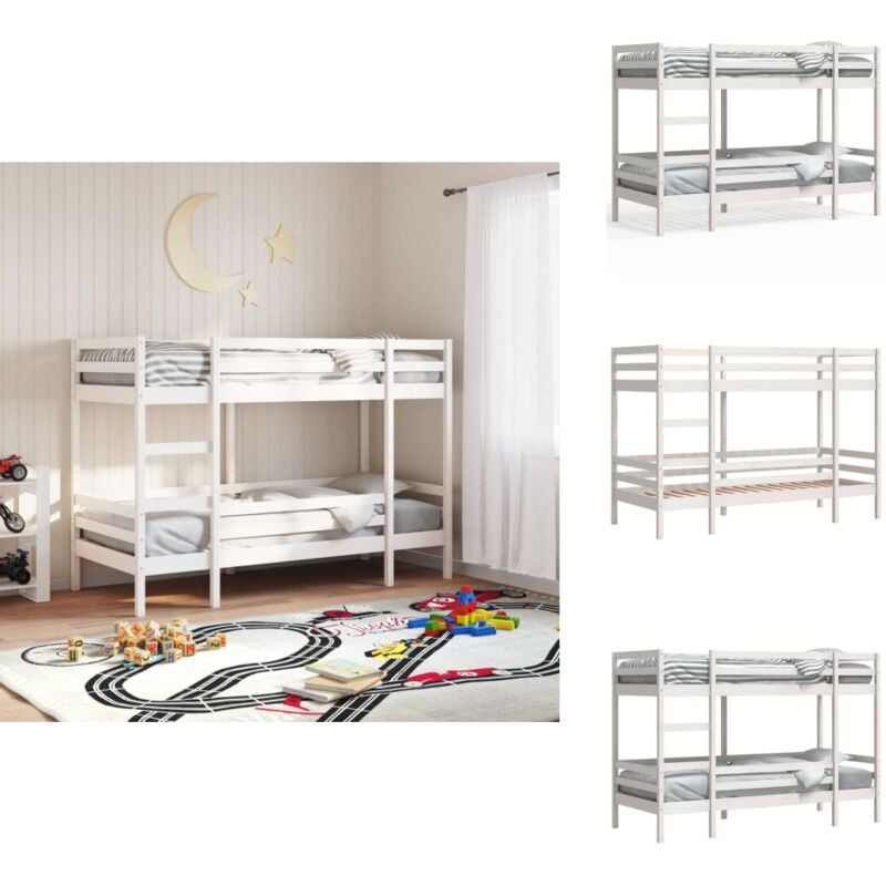 Vidaxl - Etagenbett Weiß 80x200 cm Massivholz Kiefer - Holzbett - Etagenbett - Doppelbett - Jugendzimmer - Schlafraum