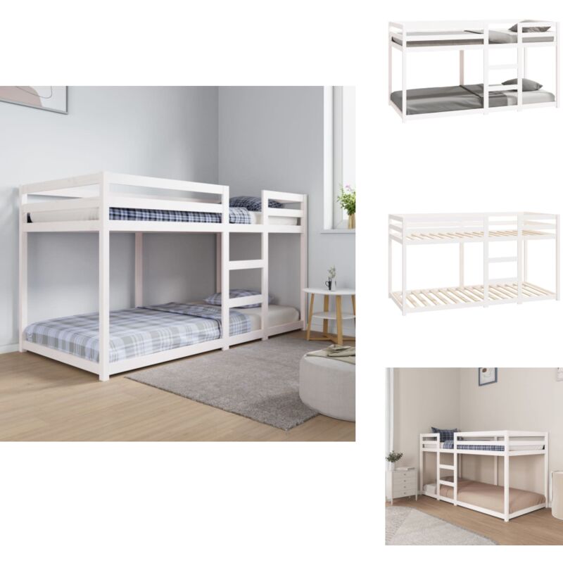Etagenbett Weiß 90x200 cm Massivholz Kiefer - Holzbett - Etagenbett - Jugendzimmer - Doppelbett - Einzelbett
