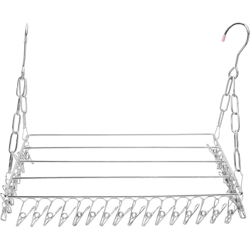 Sockentrocknerständer, Wäscheständer aus Edelstahl mit 36 winddichten Clips, Wäscheständer für Socken, Unterwäsche, Kleidung, Handtücher (36 Clips)
