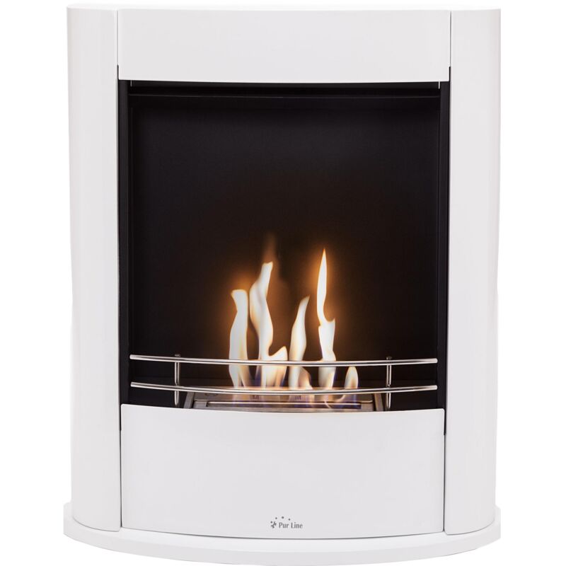 Purline - Bodenstehender Ethanol-Kamin, rechteckiges Design aus weißem Stahl