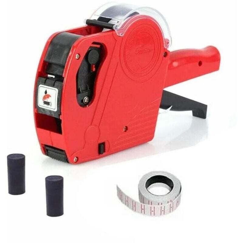 Etikett, Etikettierpistole, 1 Zeile, 8 Zeichen, Preisauszeichnungspistolen-Set für den Einzelhandel mit 1 Etikettenrolle und 2 Tintenpatronen