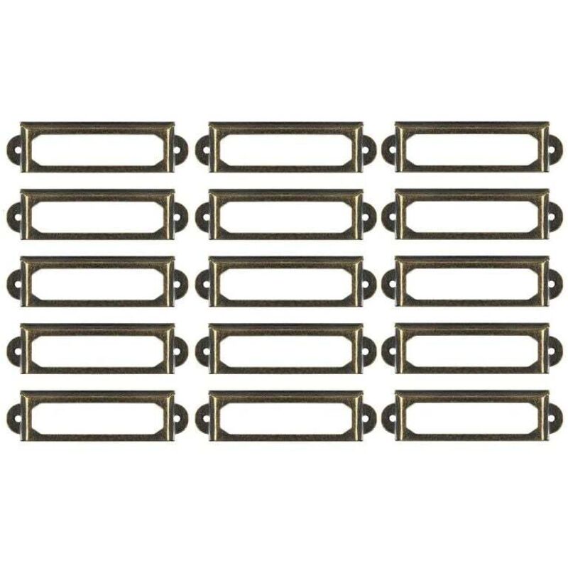 Etikettenhalter aus Metall für Möbel, Schubladen, Schränke, Etiketten für Schreibtisch, Bücherregal, Bücherregal, Regale, Bronze, 50 Stück