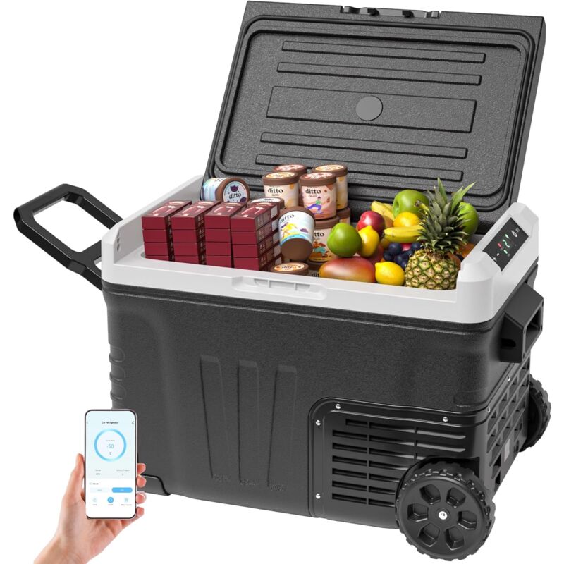 35L Kompressor Kühlbox, 12V Auto-Kühlschrank, Tragbarer Gefrierschrank 12V/24V dc 220-240V ac, 12V Kühlschrank -20℃20℃ mit APP-Steuerung, Kühlbox mit